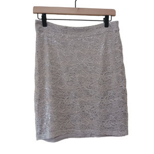 H&M Silver Shiny Lace Mini Skirt Size M